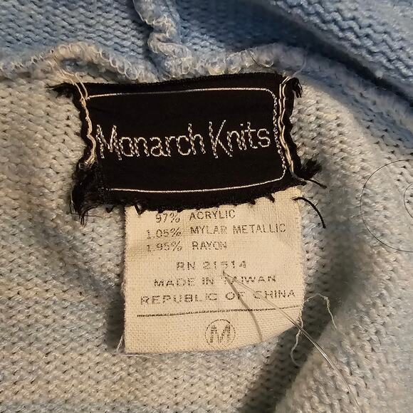 Vintage 1980s Monarch Knits Hooded Cardigan Sweater Winter Reindeer Medium - Picture 4 of 8